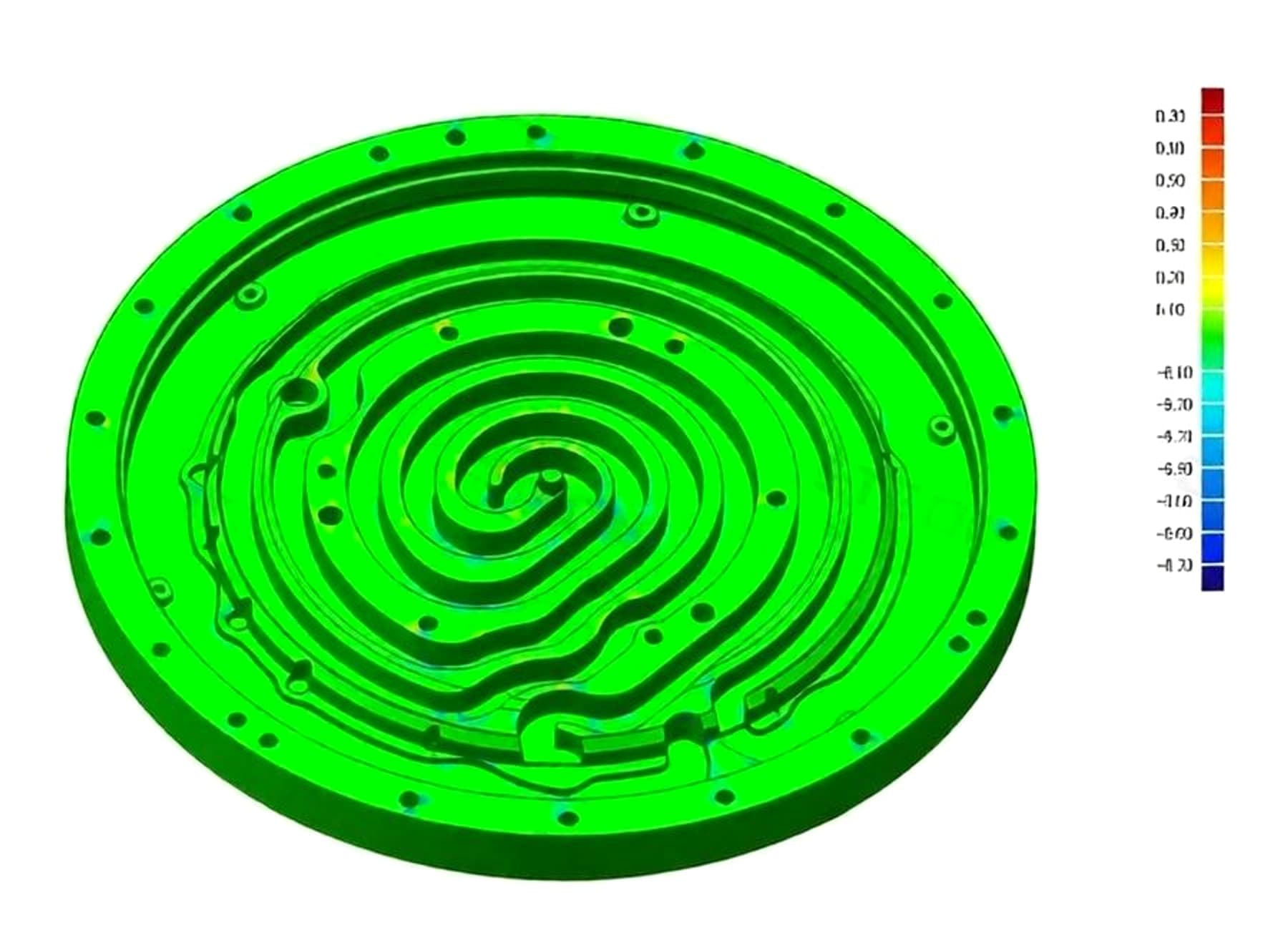 Full-surface colour mapping provides a reviewable comparison between the scan and released model.