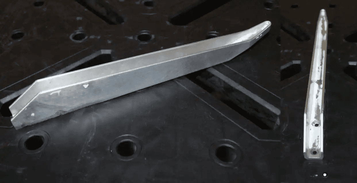 Finished turbine blade component after controlled manufacture