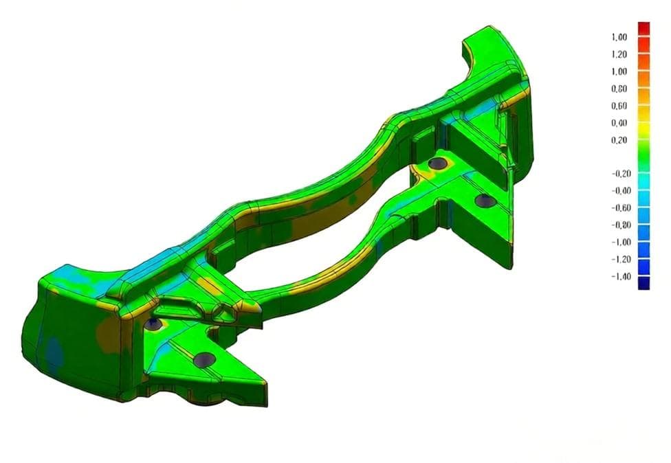 Caliper bracket colour-map comparison