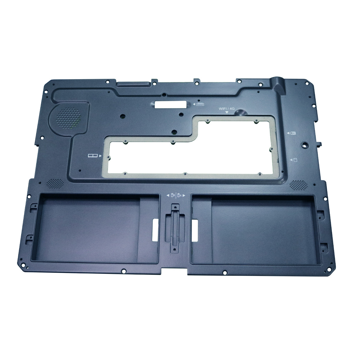 Computer panel prototype showing full cutouts and mounting layout