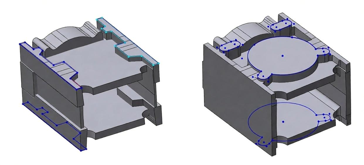Reconstructed pump housing structural CAD features